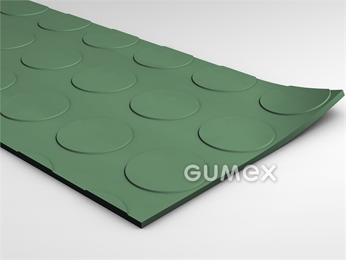 Pryžová podlahovina SANTO, tloušťka 3mm, šíře 1450mm, 75°ShA, SBR, desén penízkový, -30°C/+70°C, světle zelená